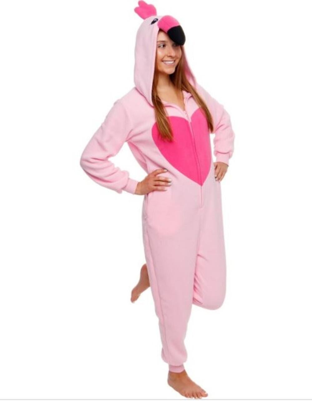 New Funziez! Pink Flamingo Adult One Piece Onesie Costume Pink XL